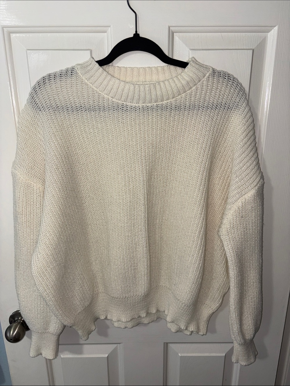 SHEIN Dazy  women's cream ribbed crewneck drop shoulder sweater